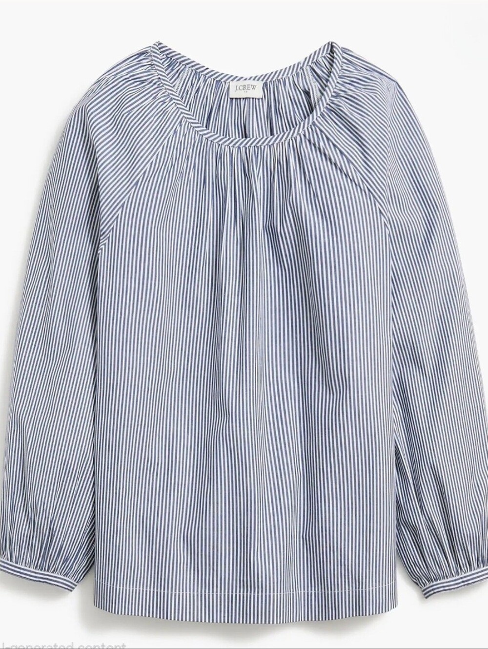 J. Crew Navy and White Striped Long-Sleeve Peasant Blouse